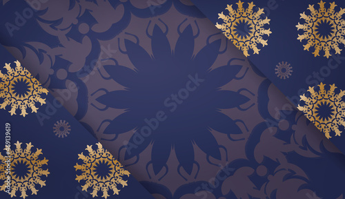 Dark blue banner with Indian gold pattern and place under your text