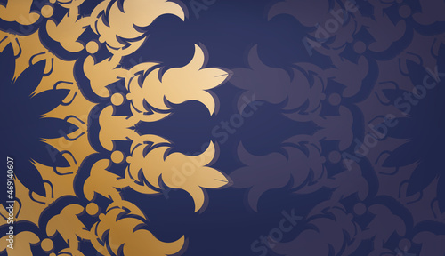 Dark blue banner with luxurious gold ornaments and place for your text