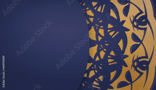 Dark blue banner with luxurious gold pattern and space for your logo