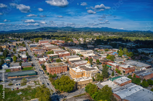 Aerial View of Downtown Hendersonville, North Carolina