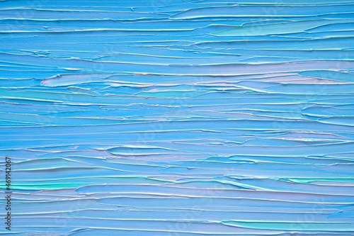 Light pastel blue oil painting with drips close up