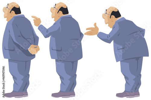 Respectable businessman in various poses. Illustration for internet and mobile website.