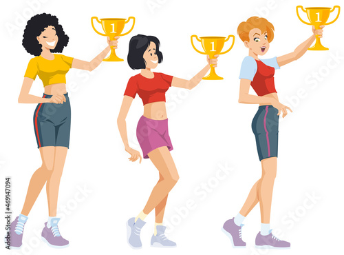 Triumph of woman. Illustration for internet and mobile website.