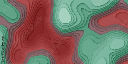 Trending modern abstract paper cut out topography map relief multi color background texture design. 3d papercut background for web, wall paper, brochure and other pattern designs.