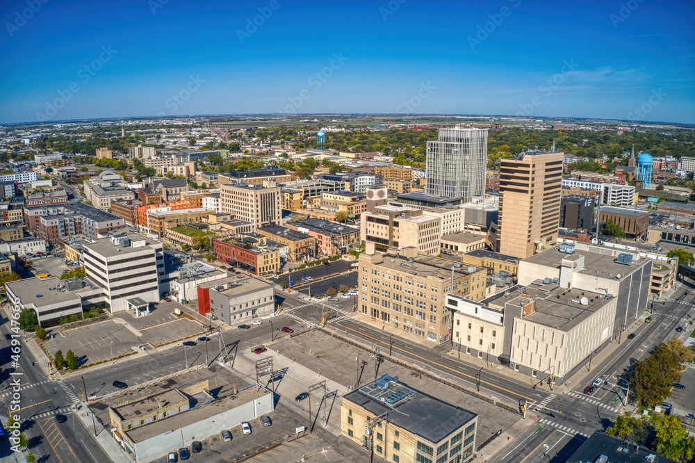 Aerial View of Fargo, North Dakota in early Autumn