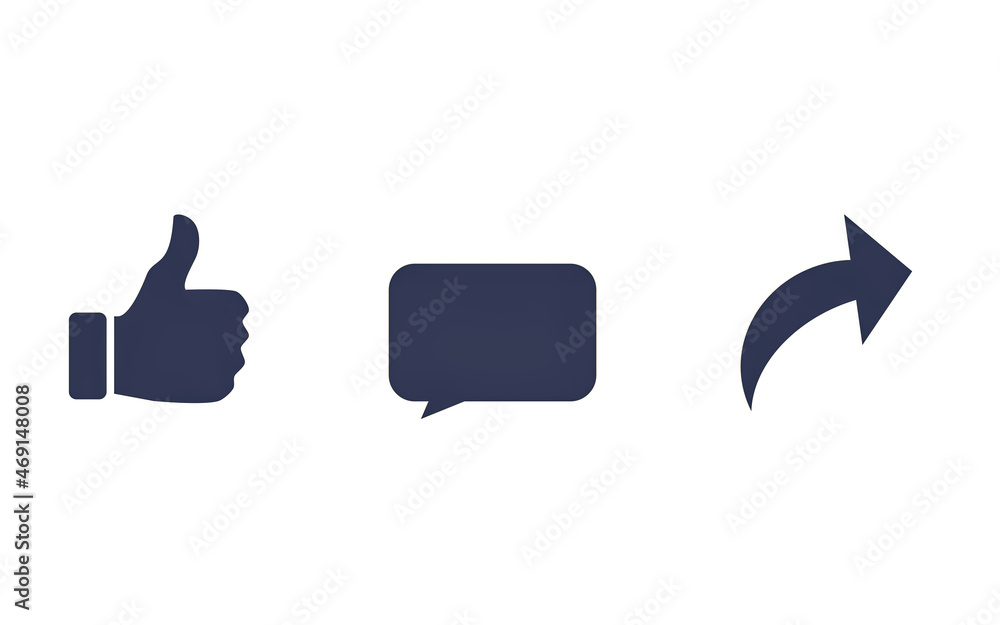 Join Comment Like Image ภาพประกอบสต็อก Illustration of like comment share icon set. Social ...