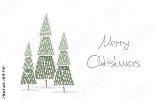 Christmas card with handdrawn Christmas trees