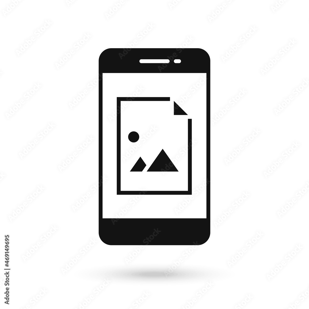 Mobile phone flat design with photo file sign. Mobile phone flat design with photo file sign.