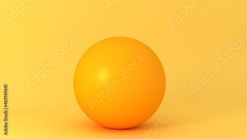 Yellow sphere ball on Yellow background. 3d render.