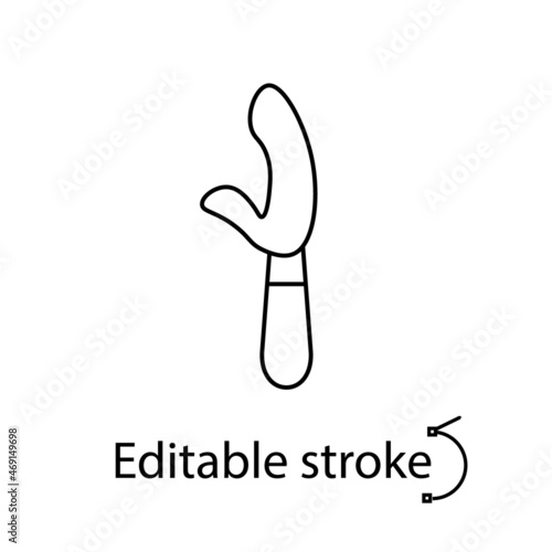 Penis simulator outline icon. Adult toy in sex shop. Editable stroke. Isolated vector stock illustration