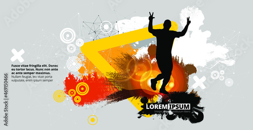 Marathon running race. Minimal poster design. Vector illustration. Graphic concept running