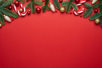 Red background for Merry Christmas and Happy New Year