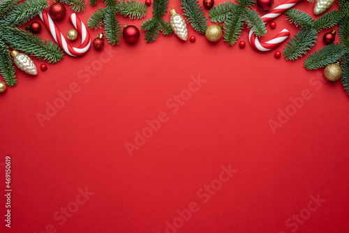 Red background for Merry Christmas and Happy New Year