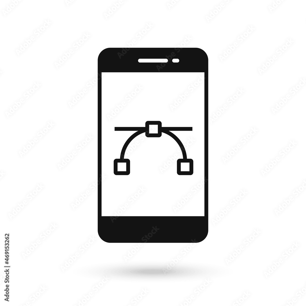 Mobile phone flat design with vector sign. Mobile phone flat design with vector sign.