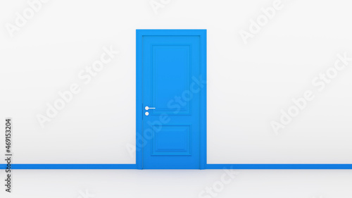 Fototapeta Naklejka Na Ścianę i Meble -  4K Ultra Hd. Blue door on white background. Valentine day concept. 3D rendering
