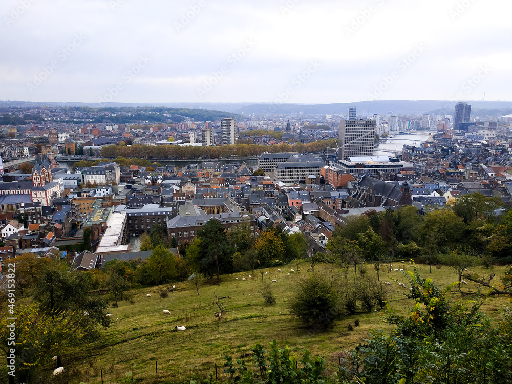 Panorama from the Belvedere view point near the Citadel of Liege, Belgium