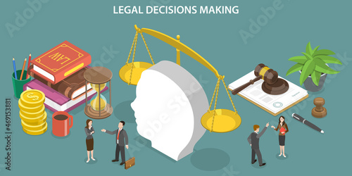 3D Isometric Flat Vector Conceptual Illustration of Legal Decisions Making, Moral Issue and Ethical Dilemma