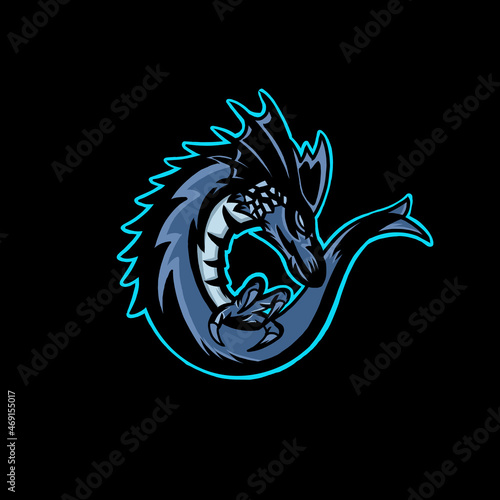 Sea dragon king logo vector .