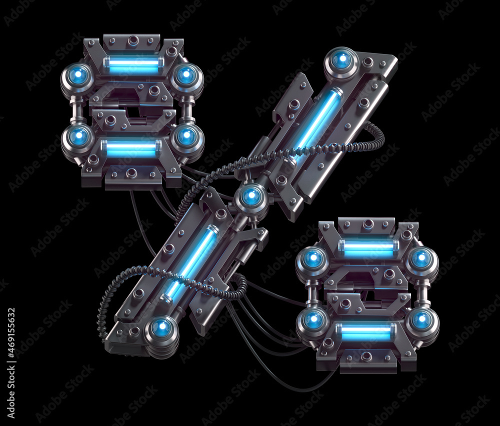 Metallic futuristic font with blue neon lights. Percent symbol. Metallic futuristic font with blue neon lights. Percent symbol.