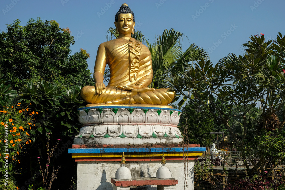 Buddha statue in Lumbini, Nepal.