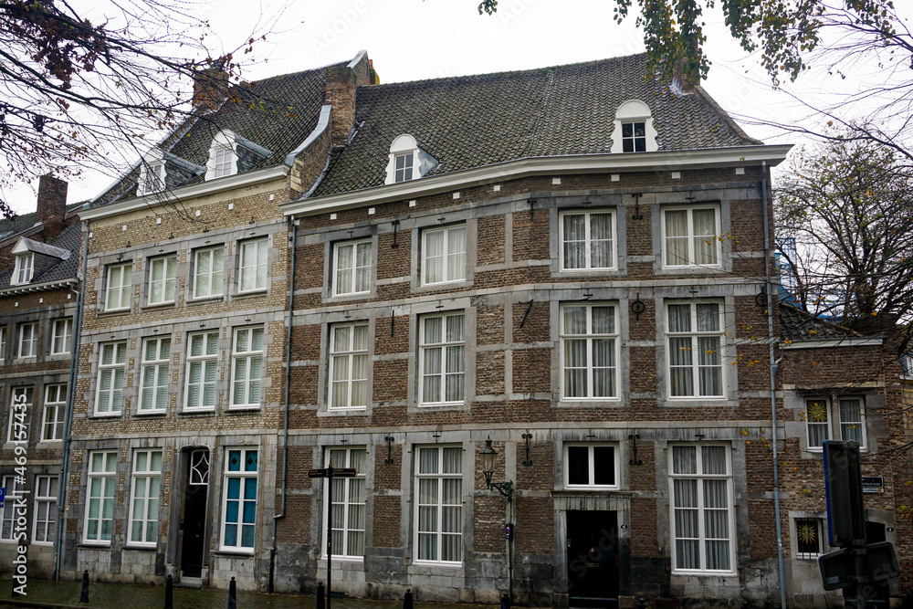 Grote Looiersstraat in Maastricht, Netherlands with typical dutch houses