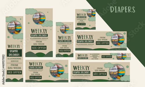 Diaper & Nappy Clothes Laundry & Cleaning services for babys Web banners, Google Ads, Post & Stories