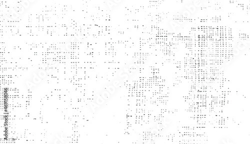 Abstract vector noise. Small particles of debris and dust. Distressed uneven background. Grunge texture overlay with fine grains isolated on white background. Vector illustration. EPS10.