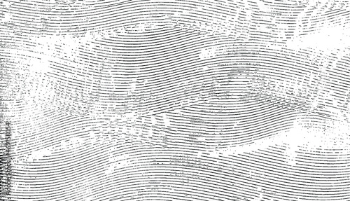 Swirled and curled stripes and brush strokes texture. Marble or acrylic atrwork imitation. Cool and swirly background. Abstract vector illustration. Black isolated on white. EPS10