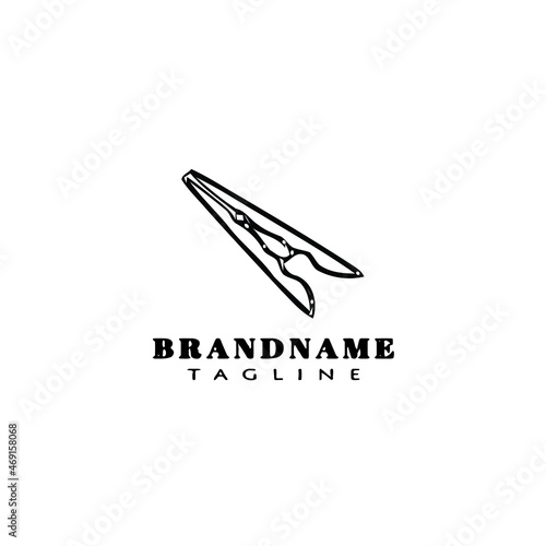 clothespins logo cartoon icon template black isolated vector illustration