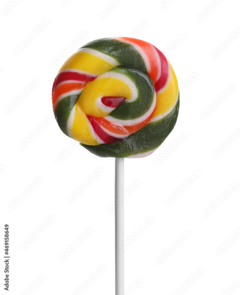 One delicious colorful lollipop isolated on white One delicious colorful lollipop isolated on white