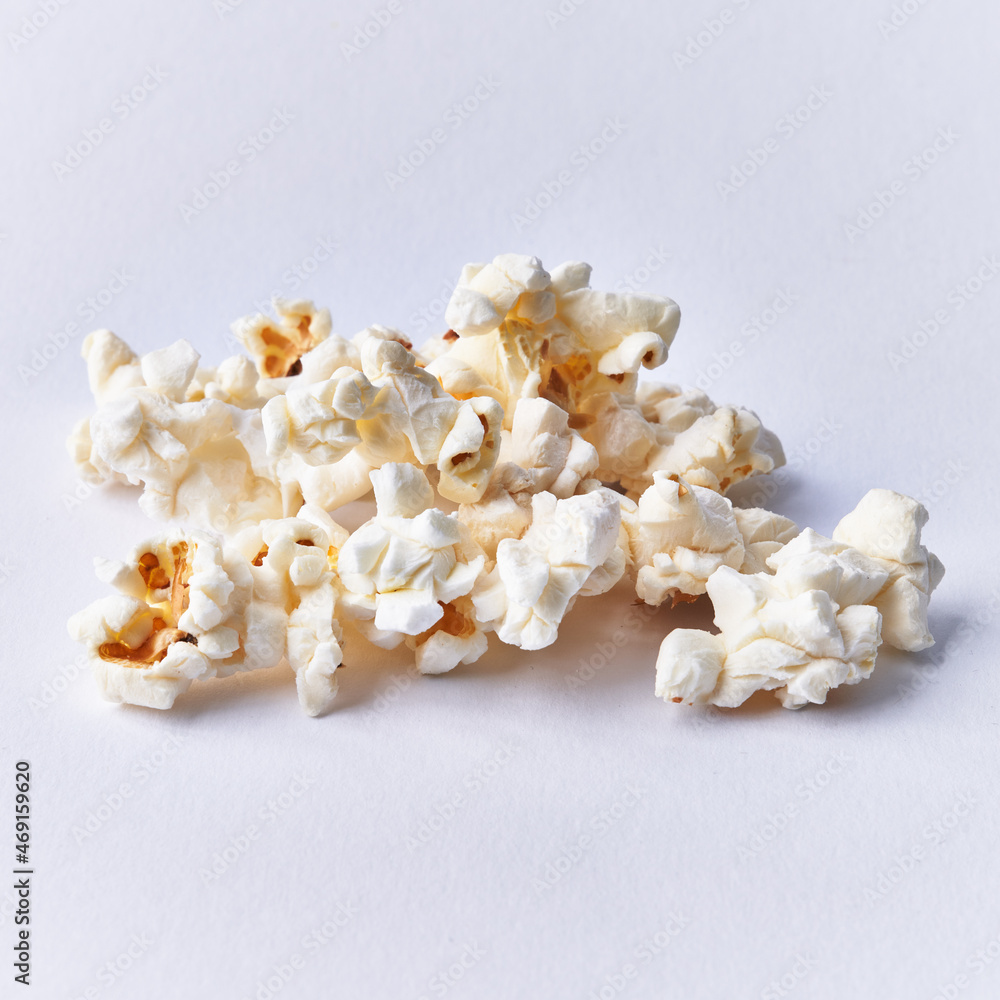 Bunch of salty popcorns isolated on a white background Bunch of salty popcorns isolated on a white background