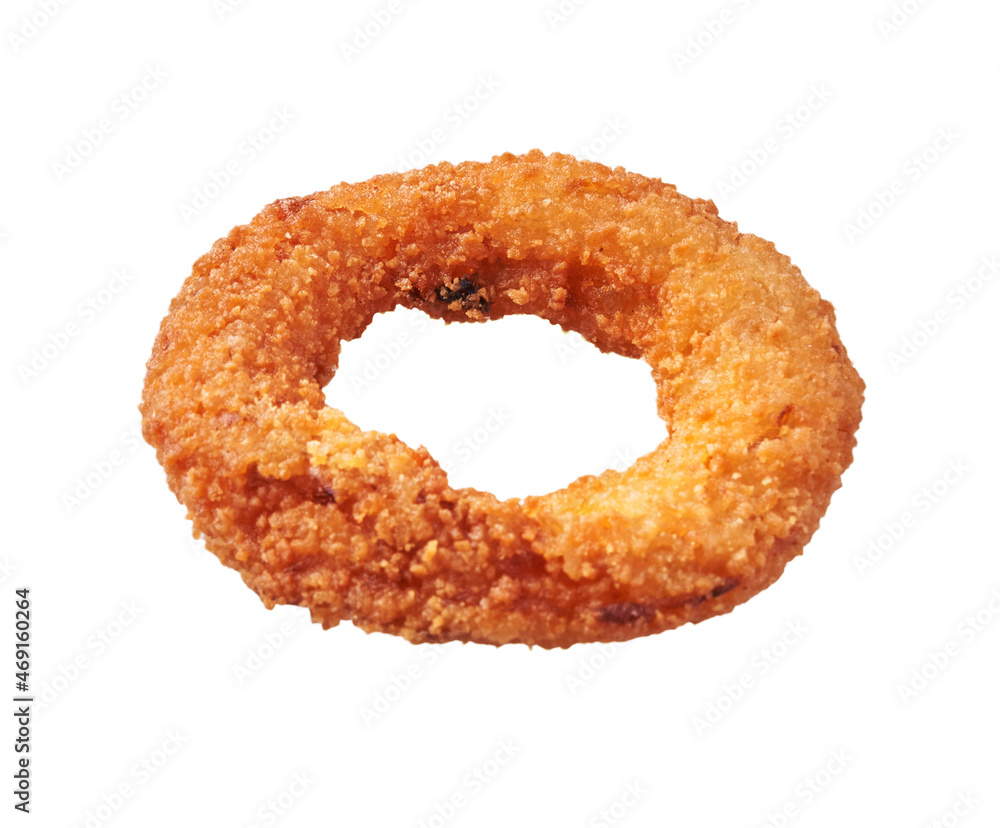 SIngle breaded onion ring isolated on a white background SIngle breaded onion ring isolated on a white background