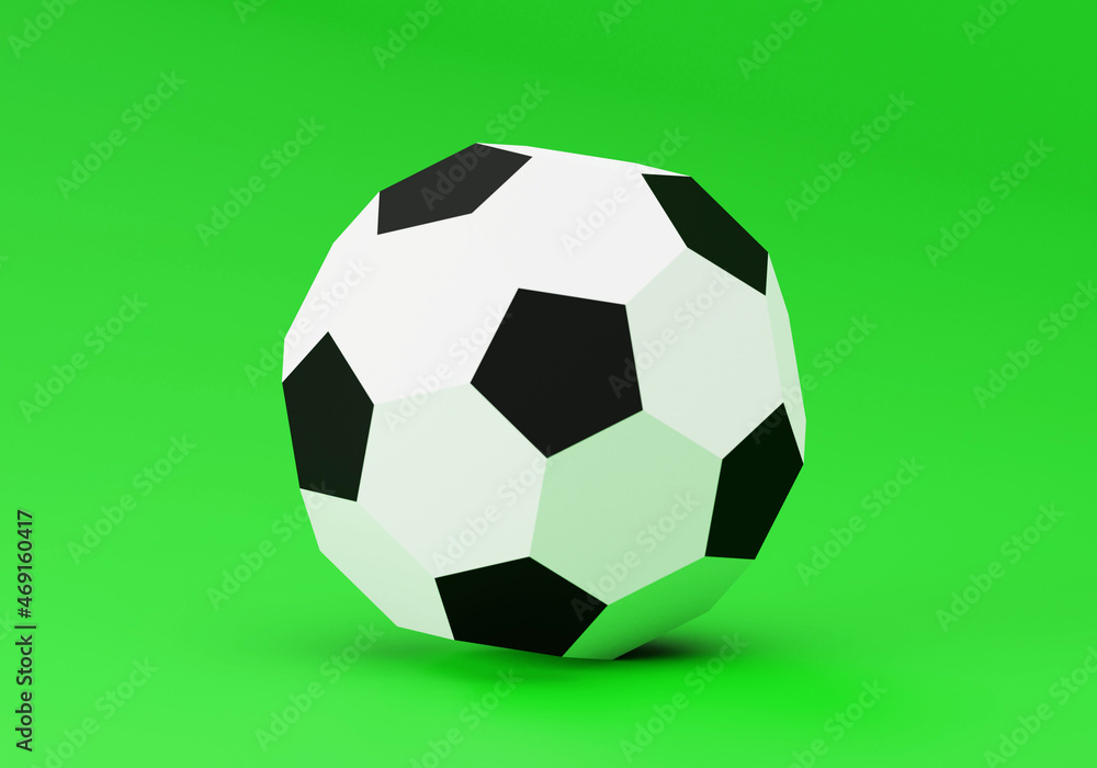 Obraz premium Soccer ball on green background, 3d render