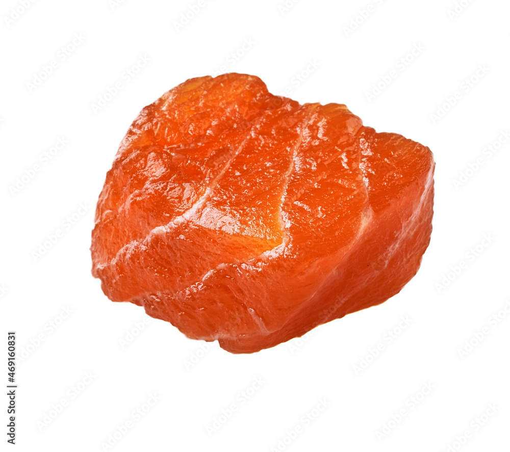 SIngle portion of fresh salmon isolated on a white background SIngle portion of fresh salmon isolated on a white background