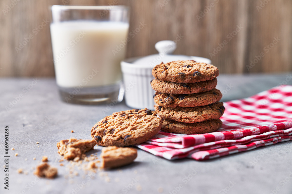 Delicious chocolate cookies on a concrete surface Delicious chocolate cookies on a concrete surface