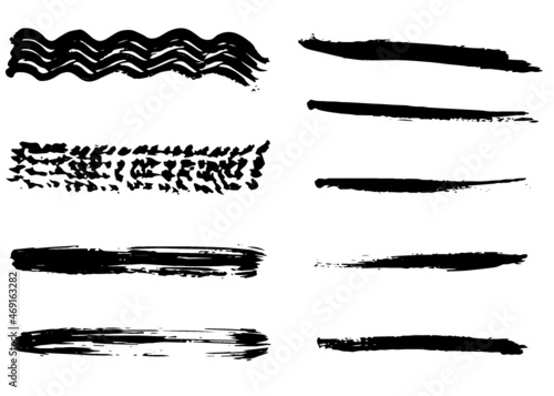 Grunge dry paint brush strokes  vector  isolated