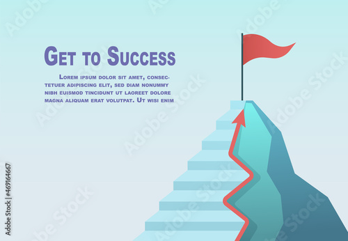 Flat design direction and ladder to success. Business concept mission complete. EPS10 vector illustration.