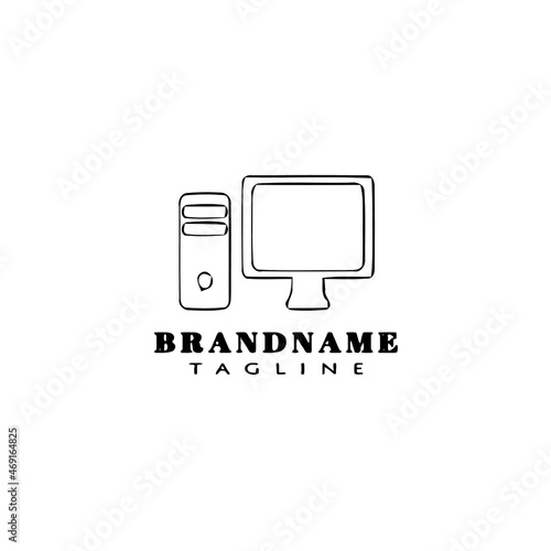 computer cartoon logo template icon design black isolated vector cute