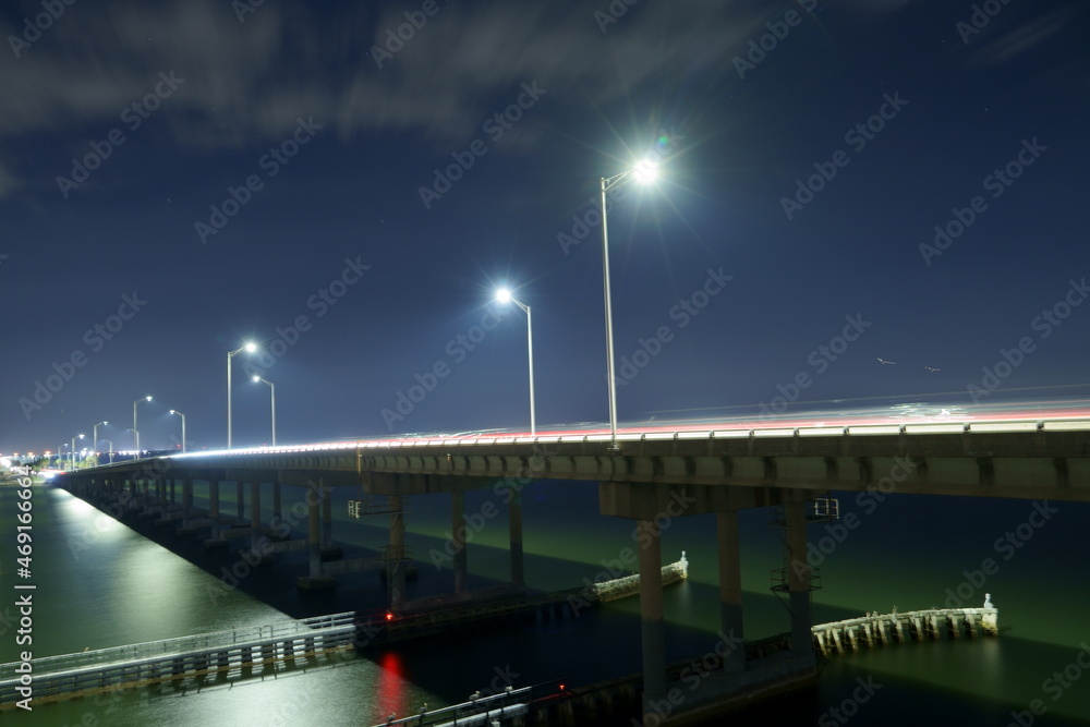 Florida Tampa bay and bridge: night landscape Florida Tampa bay and bridge: night landscape