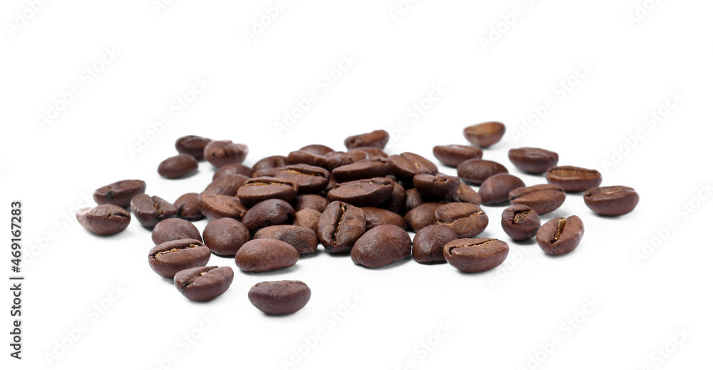 Fresh roasted coffee beans on white background Fresh roasted coffee beans on white background