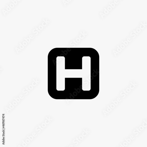 hotel letter h sign inside a black rounded square icon. hotel letter h sign inside a black rounded square vector icon on white background