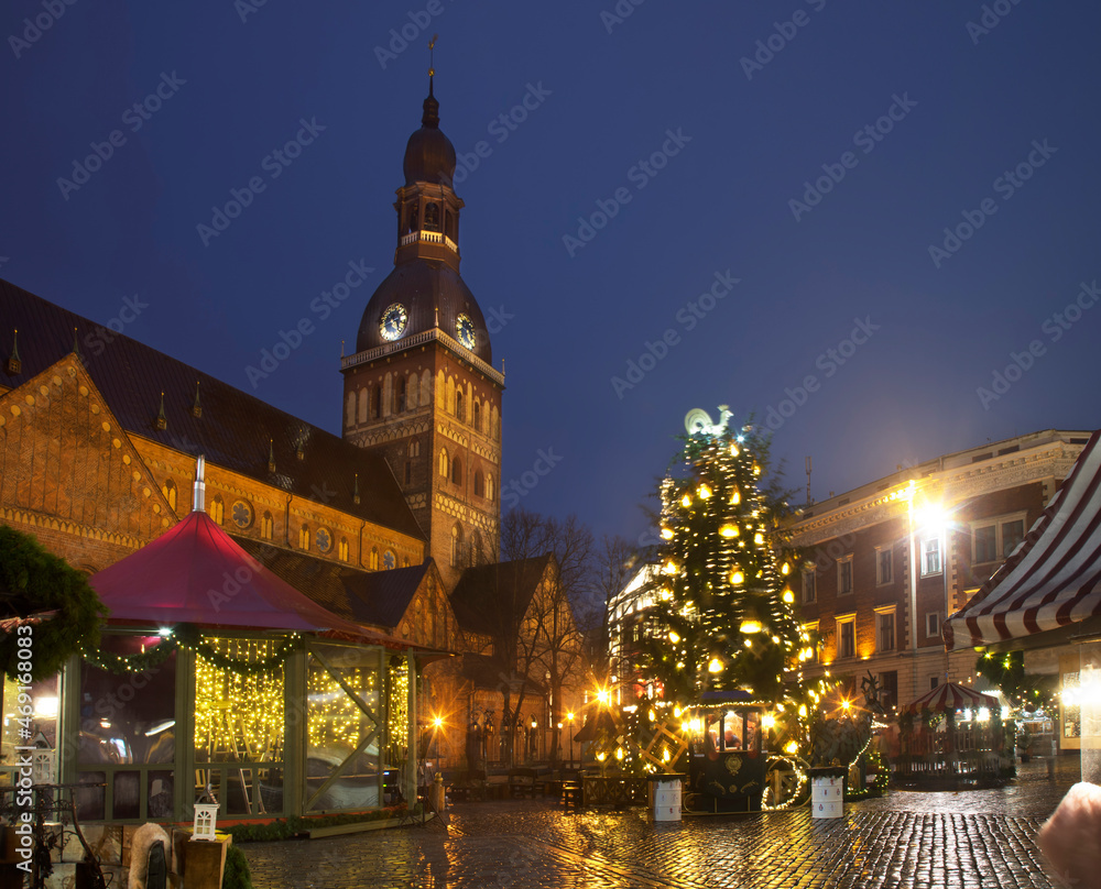 Christmas decoration of Cathedral (Dome) square in Riga. Latvia