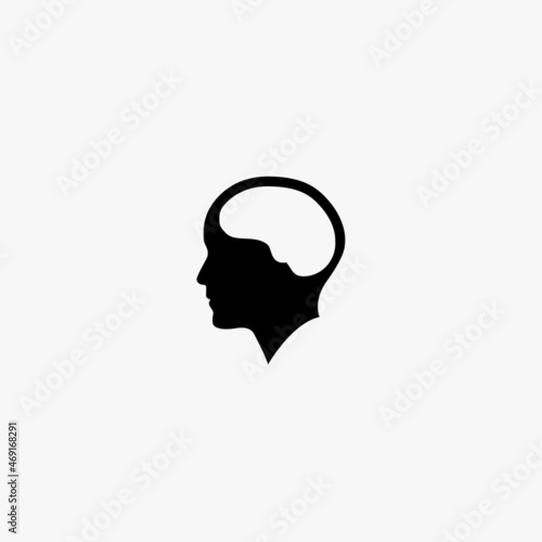 brain inside human head icon. brain inside human head vector icon on white background