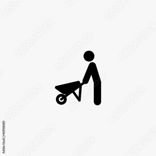 wheelbarrow icon. wheelbarrow vector icon on white background photo