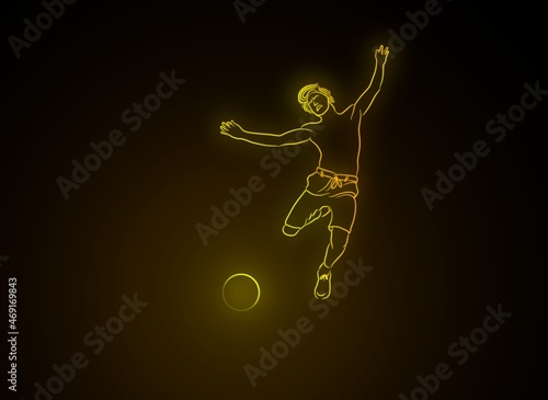 football player neon vector art