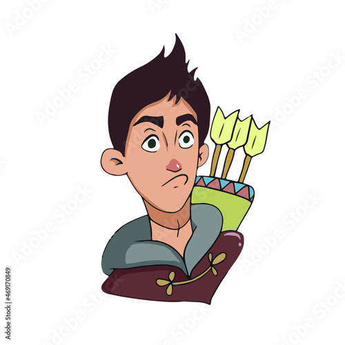 Funny archer boy is unclear ,vector design for stickers on the social network