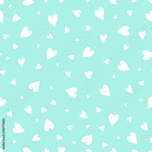 Cute funny hearts concept seamless pattern. Vector hand drawn cartoon kawaii character illustration icon. Cute kawaii hearts cartoon seamless pattern concept
