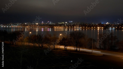 View of the Voronezh reservoir in the autumn night