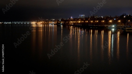 View of the Voronezh reservoir in the autumn night