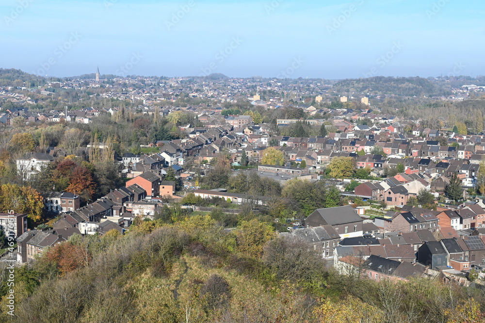 maison Logement immobilier toit vue aerienne Charleroi Dampremy Terril panorama Wallonie Belgique
